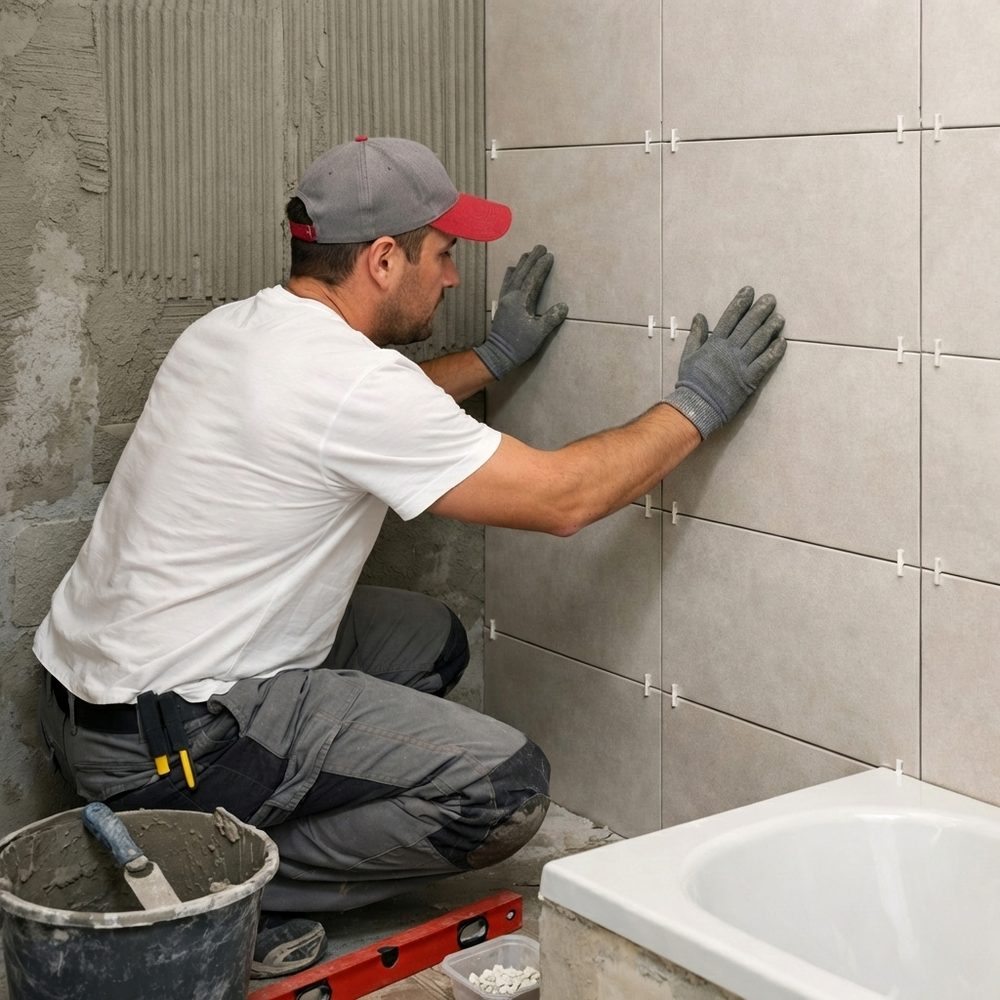 Pose de revêtement — carrelage mural